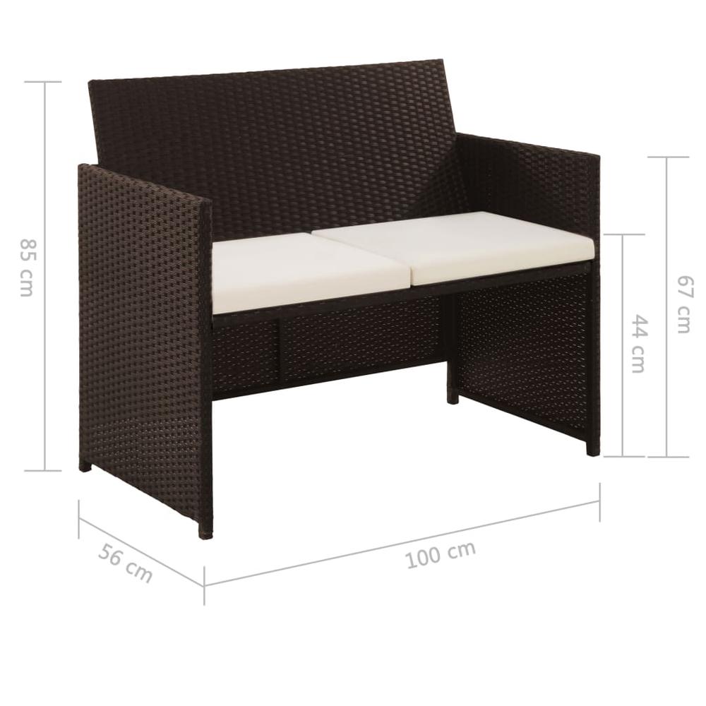 vidaXL 4 Piece Garden Lounge with Cushions Set Poly Rattan Brown, 43908. Picture 6