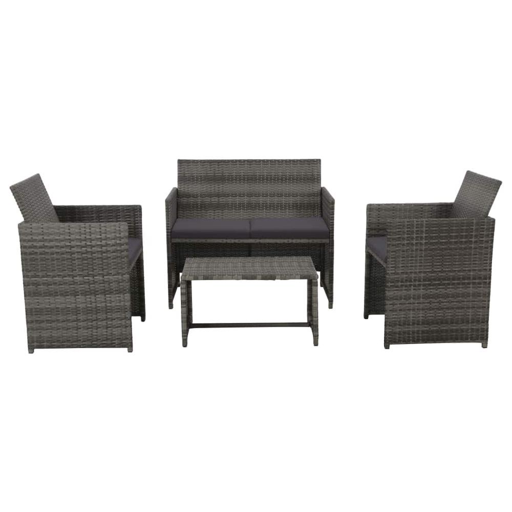 vidaXL 4 Piece Garden Lounge with Cushions Set Poly Rattan Gray, 43909. The main picture.