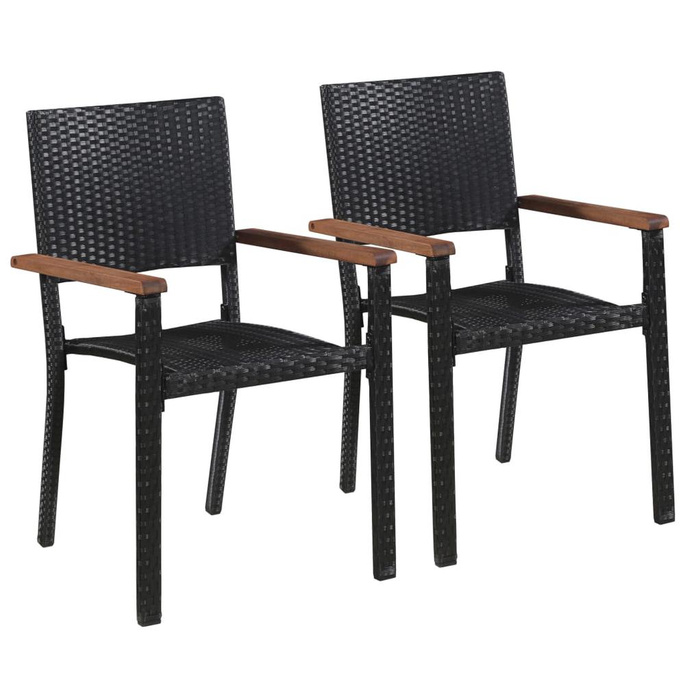 vidaXL Outdoor Chairs 2 pcs Poly Rattan Black, 43937. Picture 1