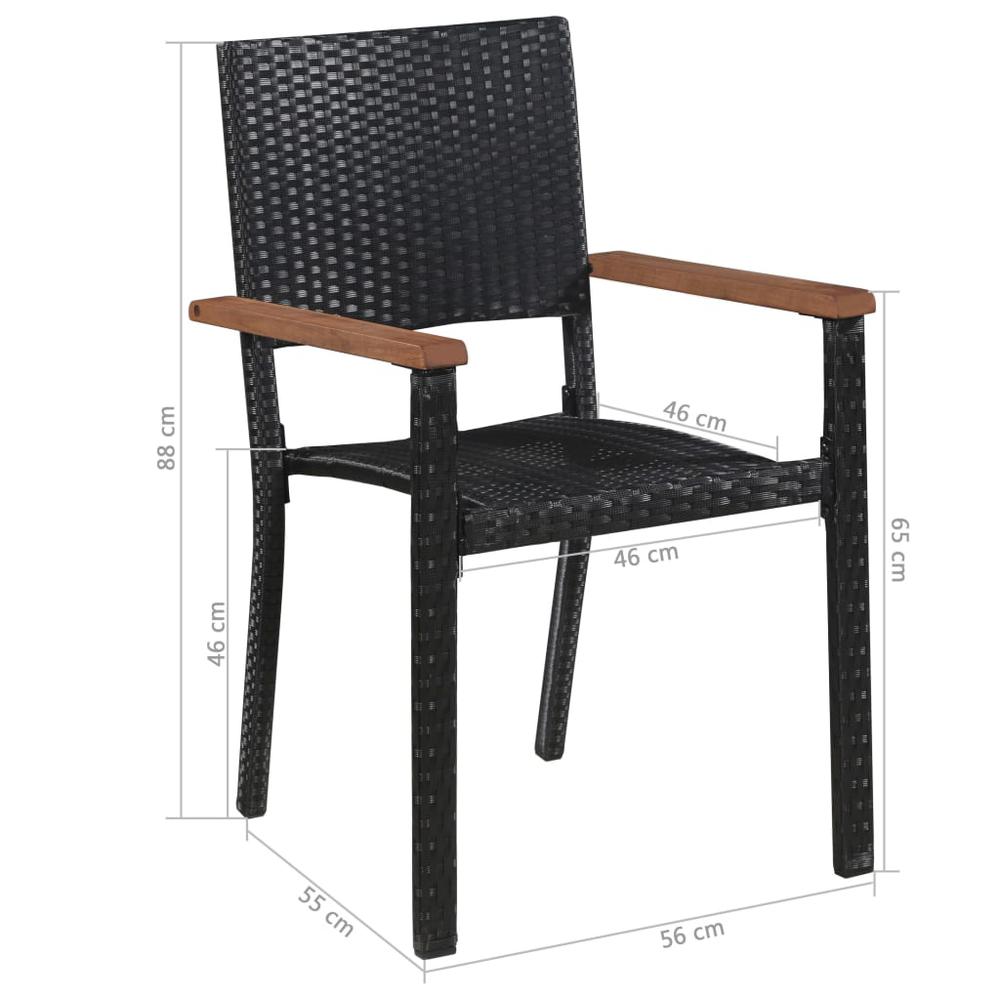 vidaXL Outdoor Chairs 2 pcs Poly Rattan Black, 43937. Picture 5