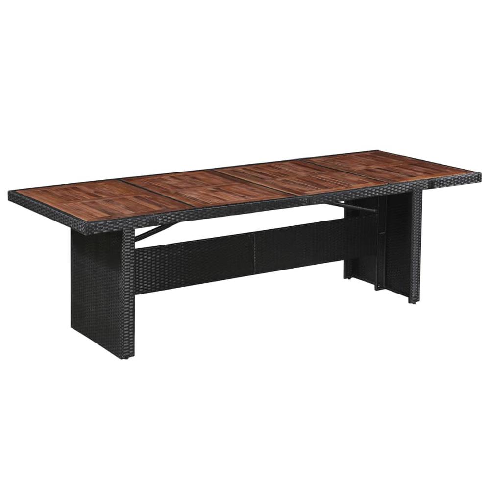 vidaXL Garden Table 94.5"x35.4"x29.1" Poly Rattan and Solid Acacia Wood, 43940. Picture 1