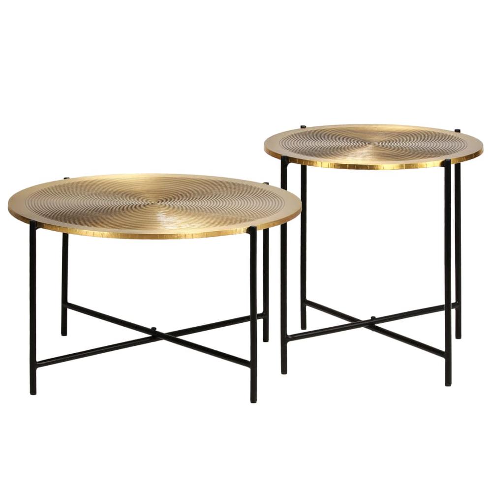 vidaXL Table Set 2 Pieces Brass-covered MDF, 246285. Picture 1