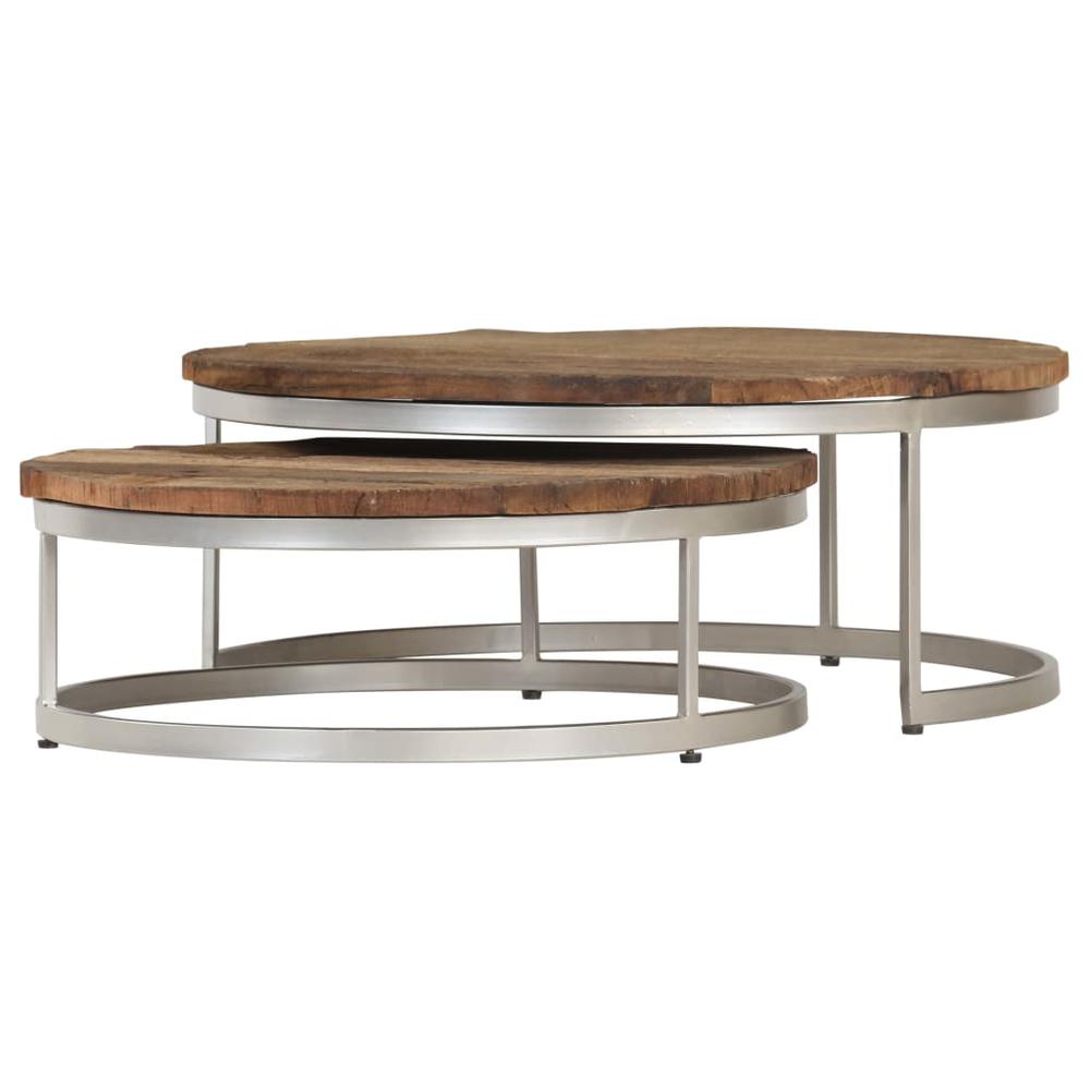 vidaXL Coffee Table Set 2 Pieces Reclaimed Wood and Steel, 246294. Picture 3
