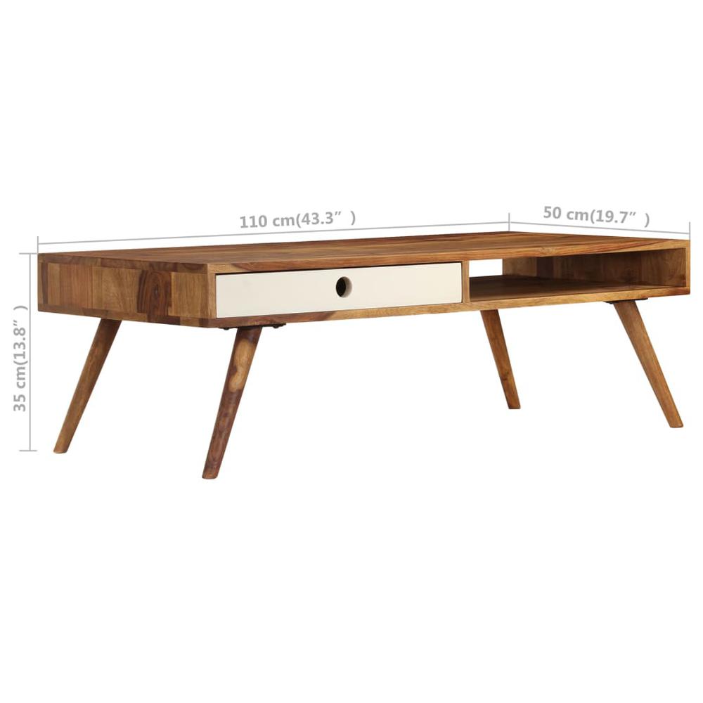 vidaXL Coffee Table 43.3"x19.7"x13.8" Solid Sheesham wood. Picture 10