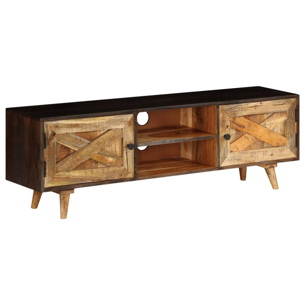 vidaXL TV Cabinet Solid Mango Wood 55.1"x11.8"x17.7", 246162. Picture 1