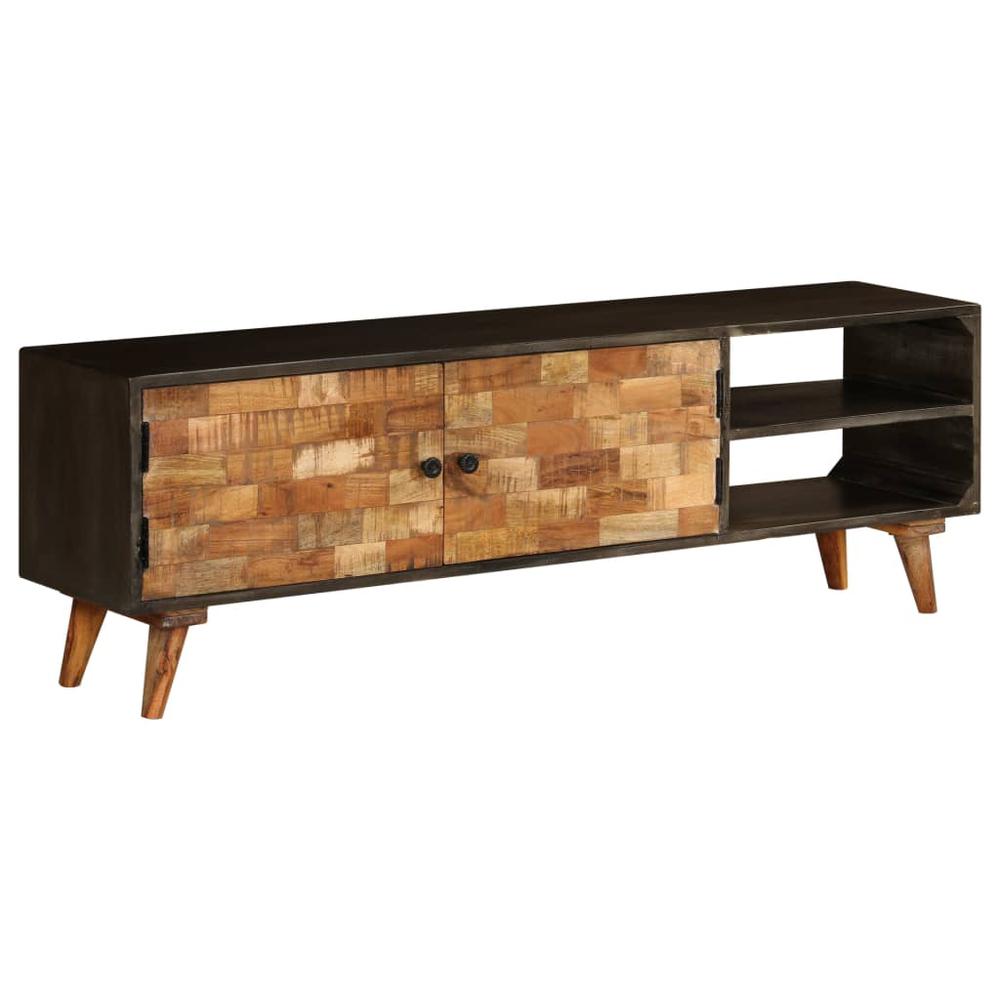 vidaXL TV Cabinet Solid Mango Wood 55.1"x11.8"x17.7", 246167. Picture 1
