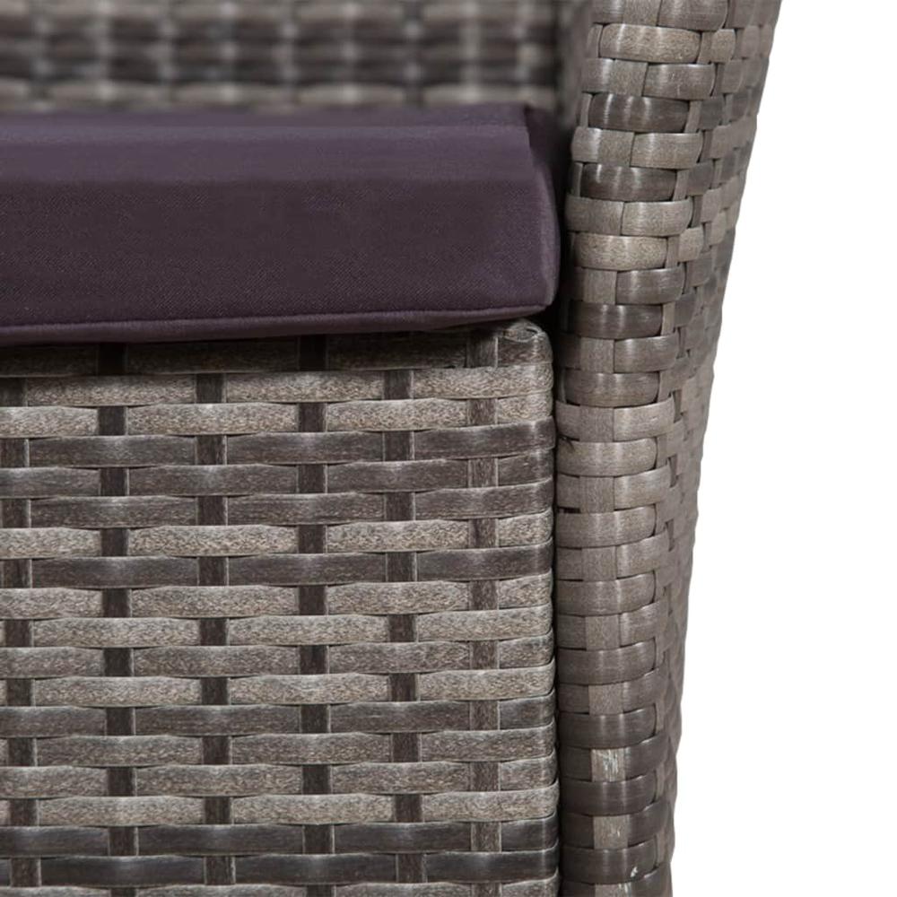 vidaXL Garden Chairs 2 pcs with Cushions Poly Rattan Gray, 44073. Picture 2