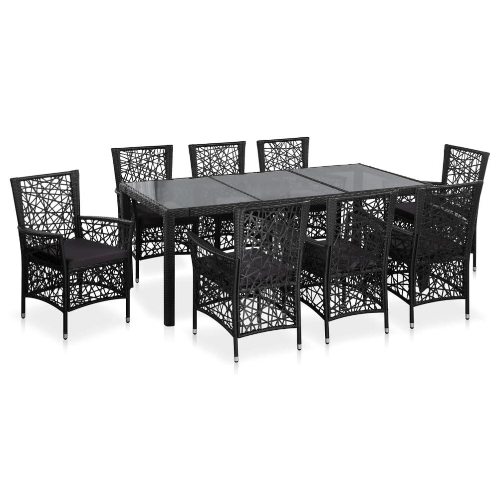 vidaXL 9 Piece Outdoor Dining Set Poly Rattan Black 4086. The main picture.