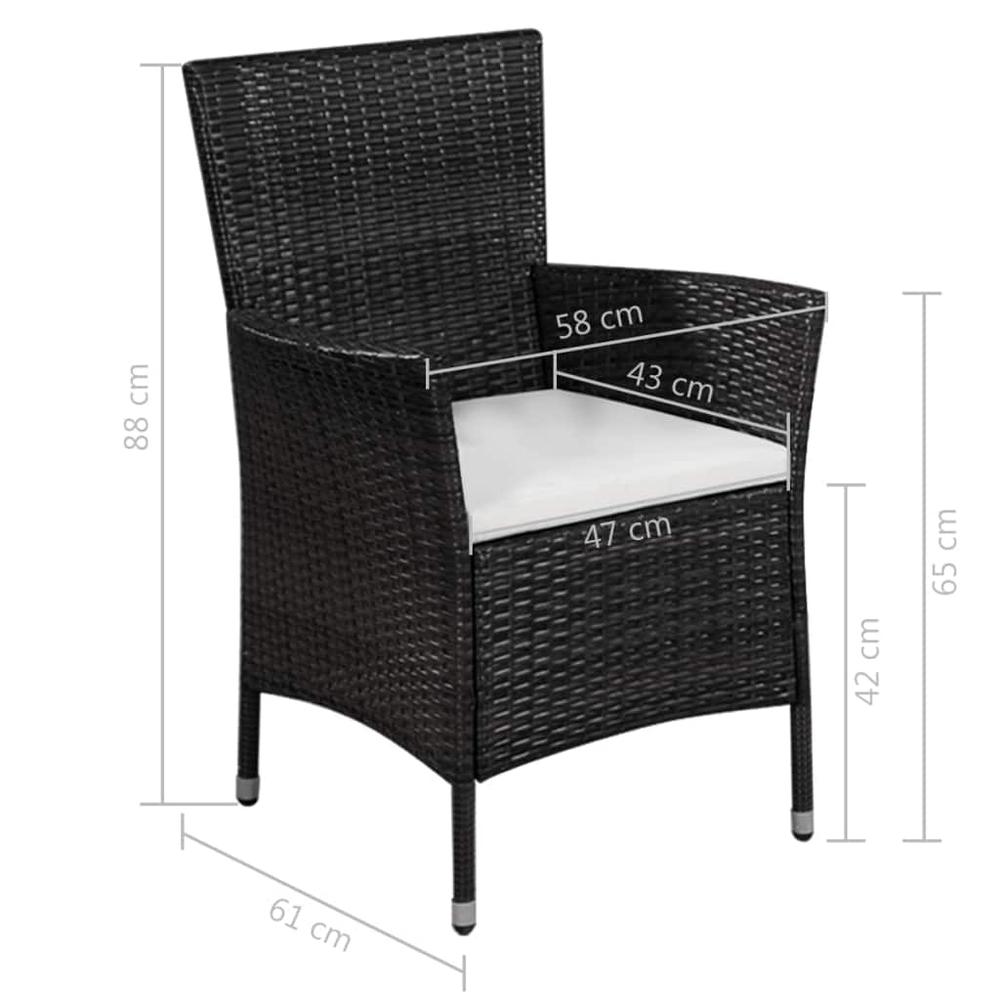 vidaXL Outdoor Chair and Stool with Cushions Poly Rattan Black, 44091. Picture 4