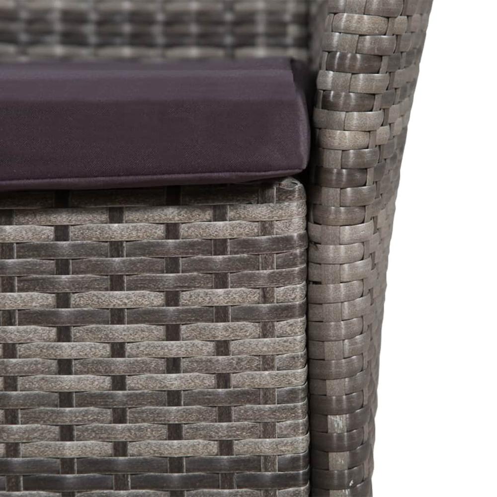 vidaXL Outdoor Chair and Stool with Cushions Poly Rattan Gray, 44092. Picture 3