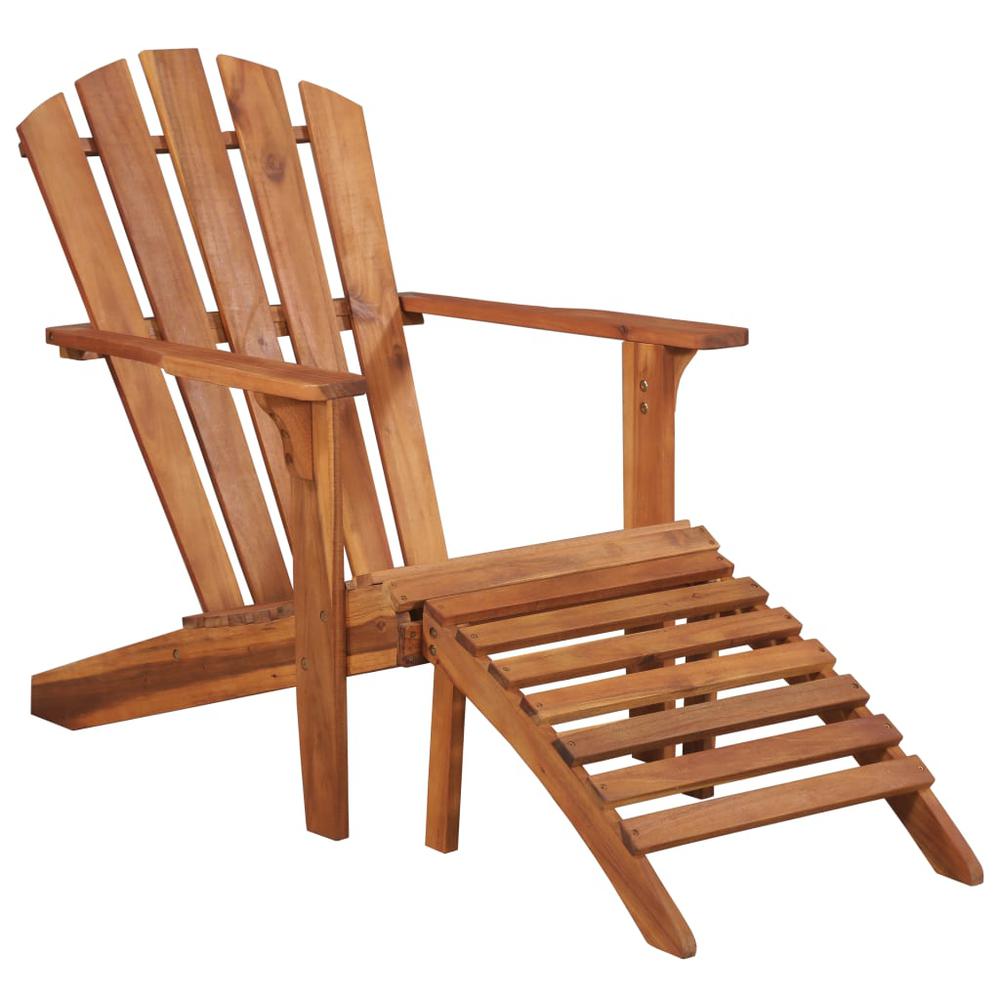 vidaXL Garden Adirondack Chair with Footrest Solid Acacia Wood, 44117. Picture 1
