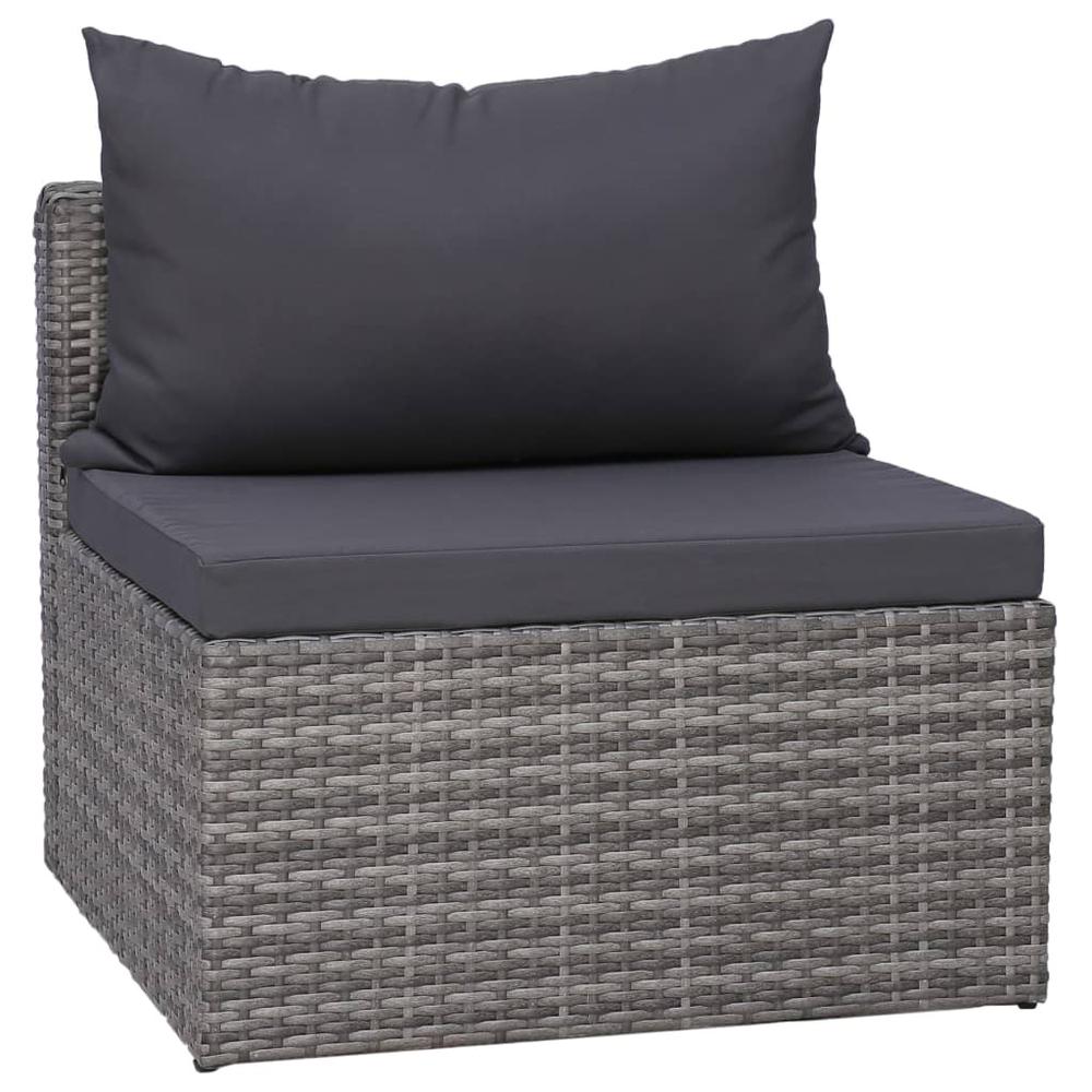 vidaXL 7 Piece Garden Sofa Set with Cushions & Pillows Poly Rattan Gray, 44158. Picture 5
