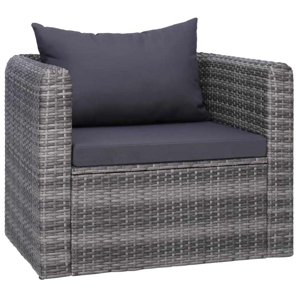 vidaXL 7 Piece Garden Sofa Set with Cushions & Pillows Poly Rattan Gray, 44158. Picture 6