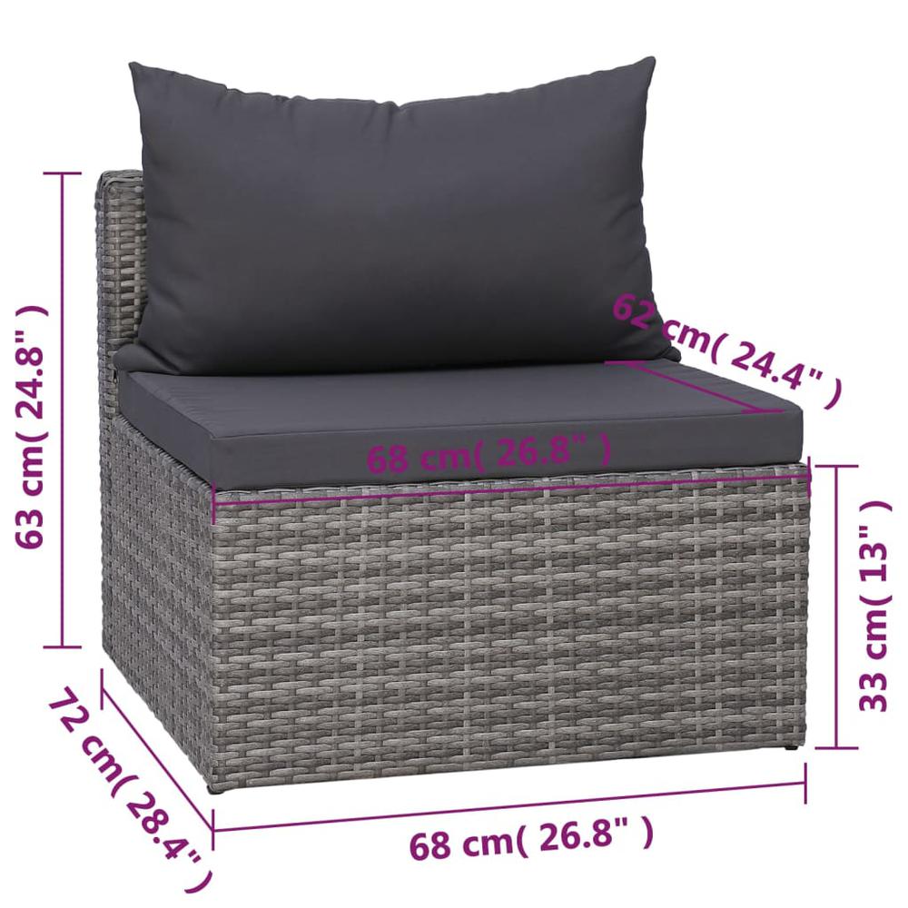 vidaXL 7 Piece Garden Sofa Set with Cushions & Pillows Poly Rattan Gray, 44158. Picture 10