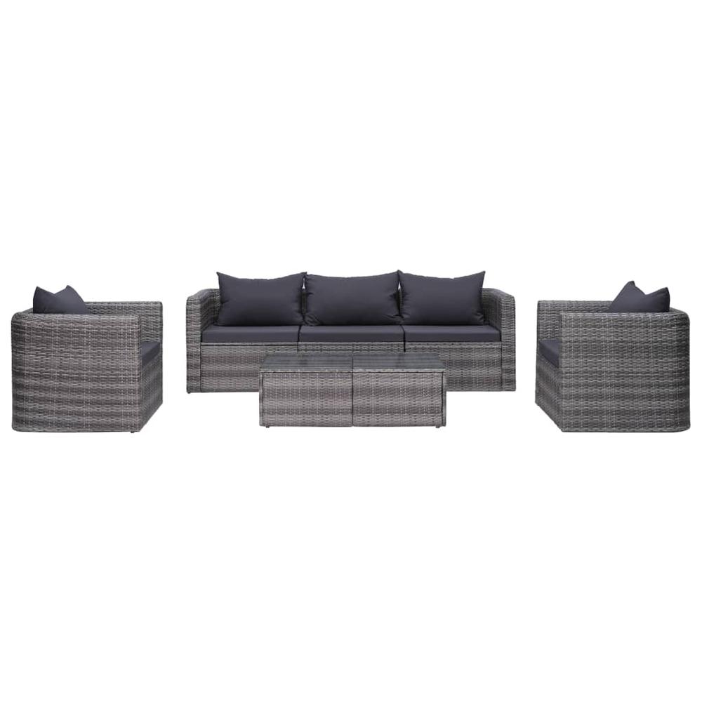 vidaXL 6 Piece Garden Sofa Set with Cushions & Pillows Poly Rattan Gray, 44159. Picture 1