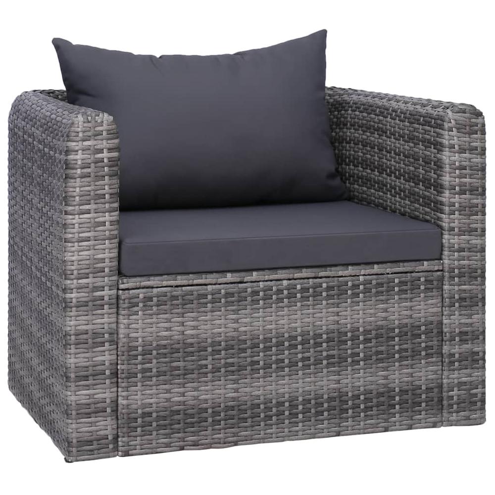 vidaXL 6 Piece Garden Sofa Set with Cushions & Pillows Poly Rattan Gray, 44159. Picture 3