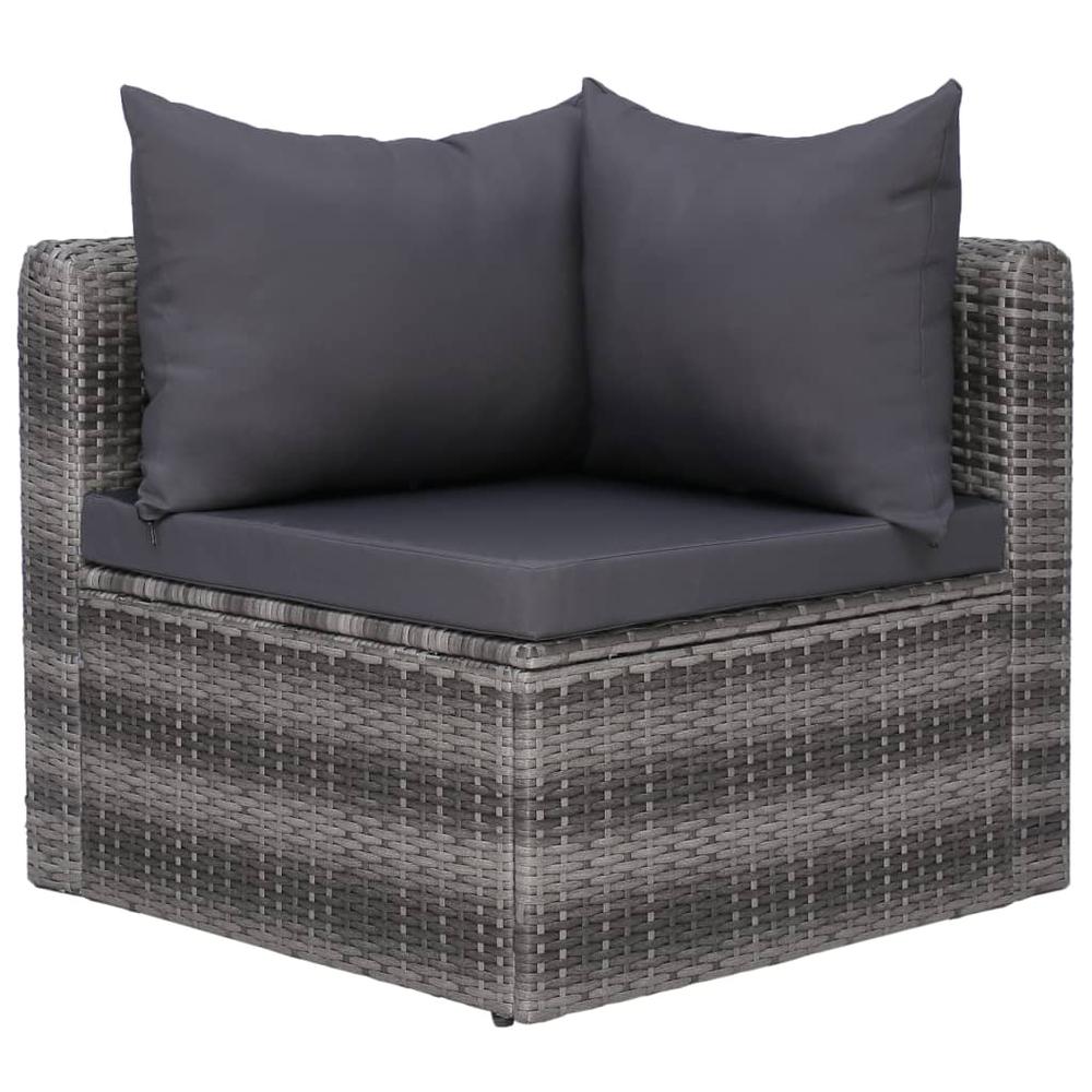 vidaXL 6 Piece Garden Sofa Set with Cushions & Pillows Poly Rattan Gray, 44159. Picture 4