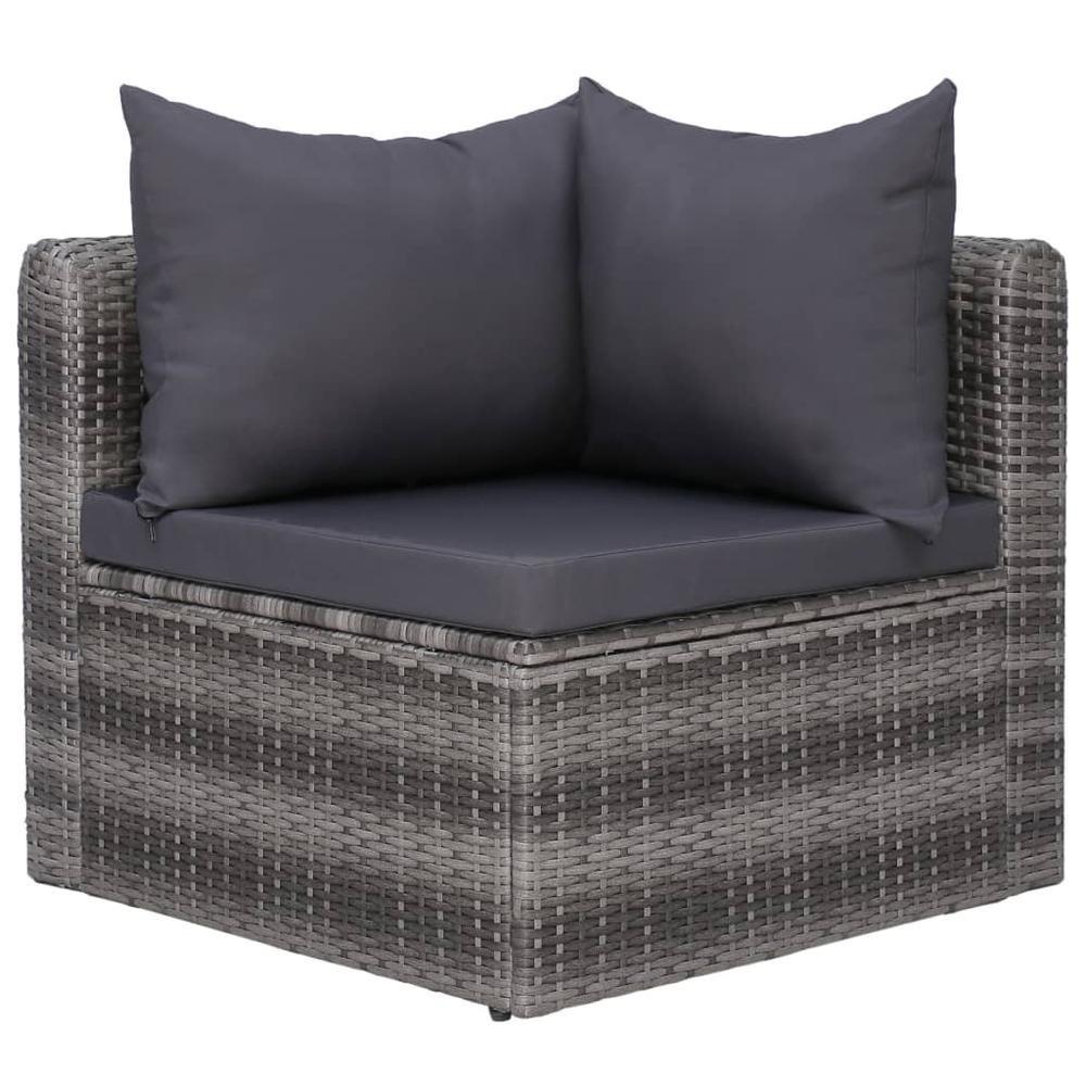 vidaXL 3 Piece Garden Sofa Set with Cushions Gray Poly Rattan, 44163. Picture 5