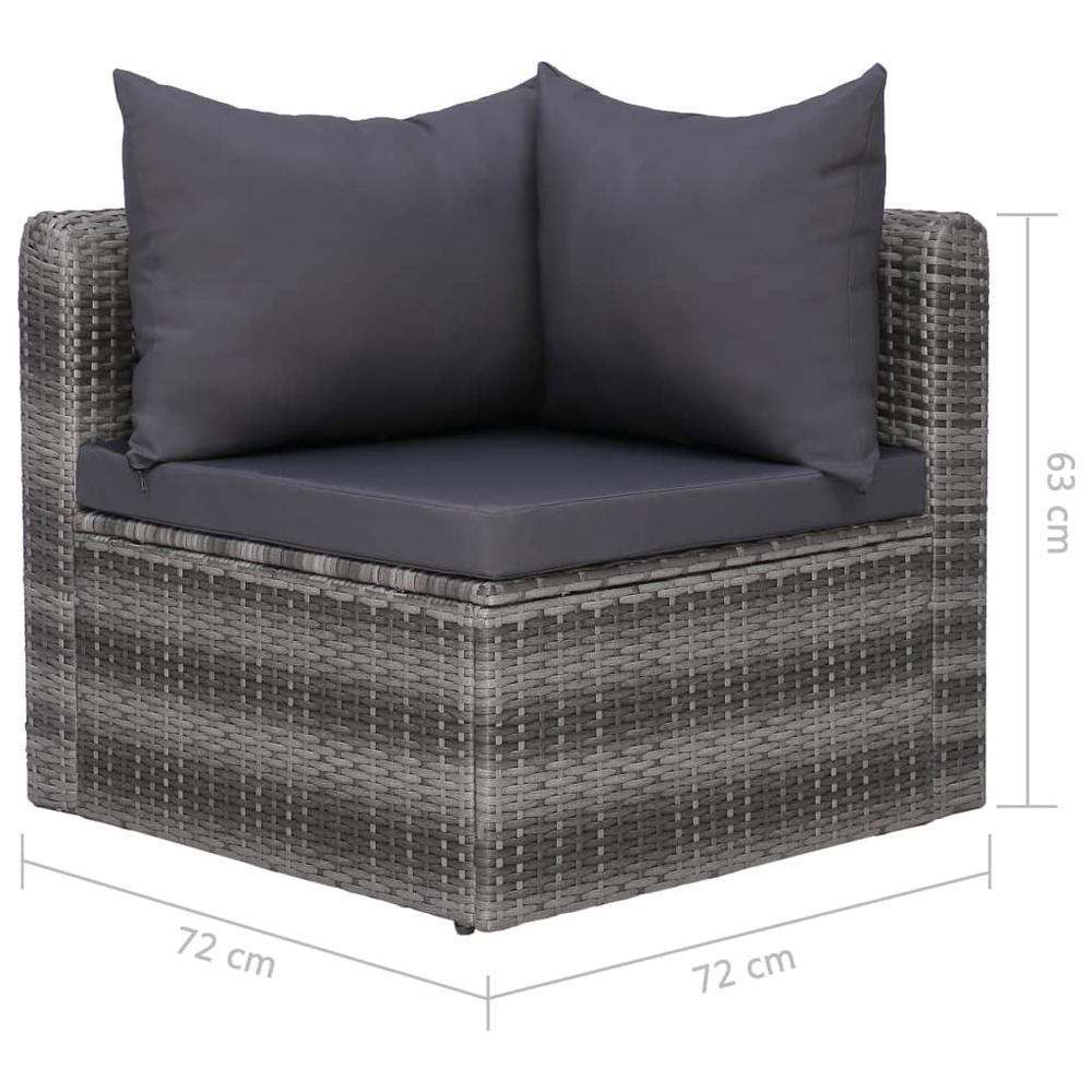 vidaXL 3 Piece Garden Sofa Set with Cushions Gray Poly Rattan, 44163. Picture 7