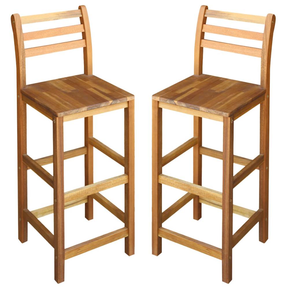 vidaXL Bar Chairs 2 pcs Solid Acacia Wood, 44130. Picture 1