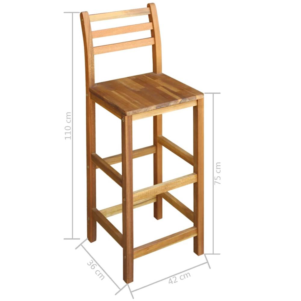 vidaXL Bar Chairs 2 pcs Solid Acacia Wood, 44130. Picture 4