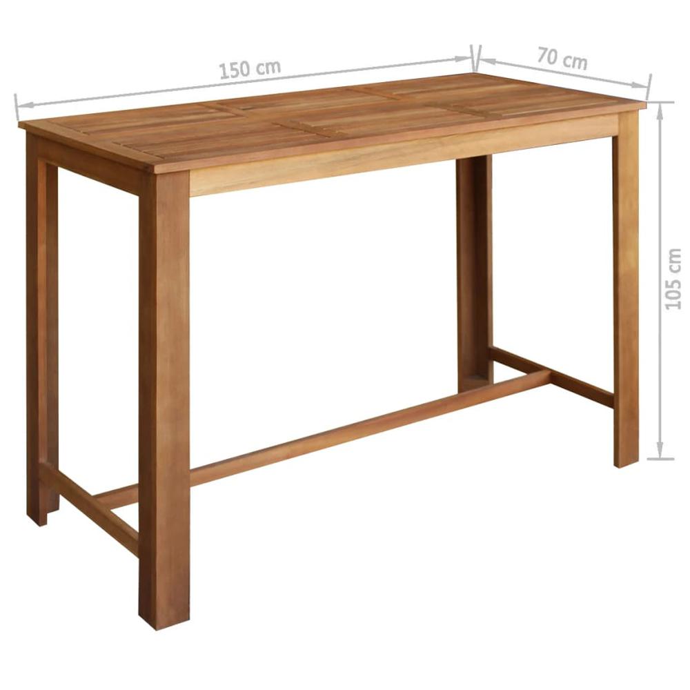 vidaXL Bar Table Solid Acacia Wood 59"x27.6"x41.3", 246665. Picture 4