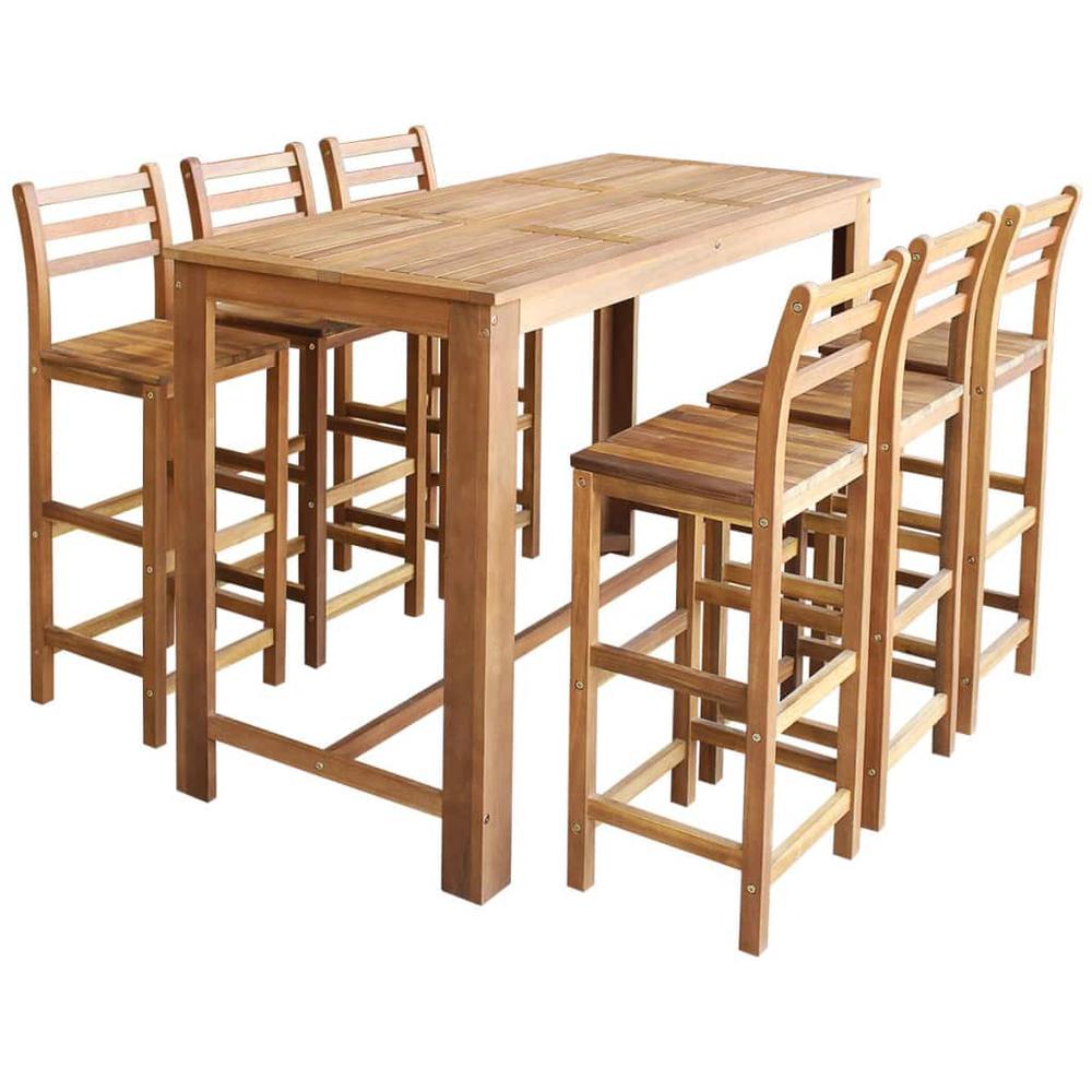vidaXL Bar Table and Chair Set 7 Pieces Solid Acacia Wood, 246671. Picture 1