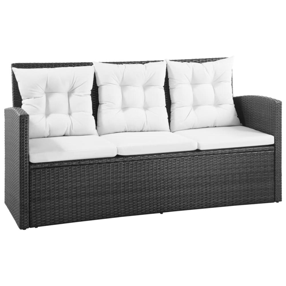 vidaXL 5 Piece Garden Lounge Set with Cushions Poly Rattan Black, 43972. Picture 2