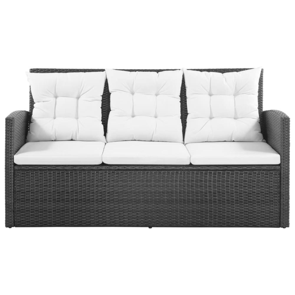 vidaXL 5 Piece Garden Lounge Set with Cushions Poly Rattan Black, 43972. Picture 3