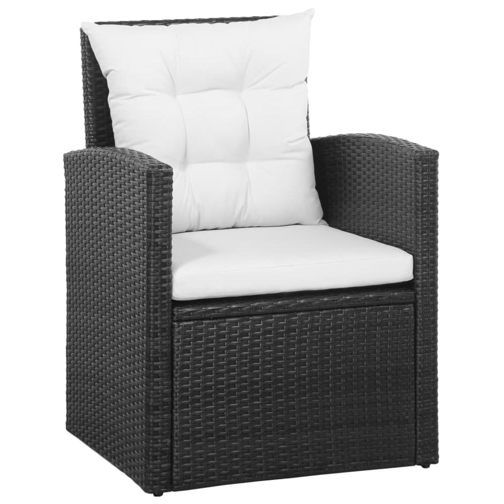 vidaXL 5 Piece Garden Lounge Set with Cushions Poly Rattan Black, 43972. Picture 4