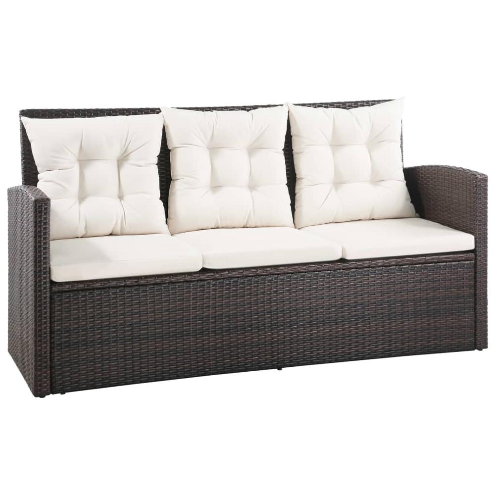 vidaXL 5 Piece Garden Lounge Set with Cushions Poly Rattan Brown, 43973. Picture 2