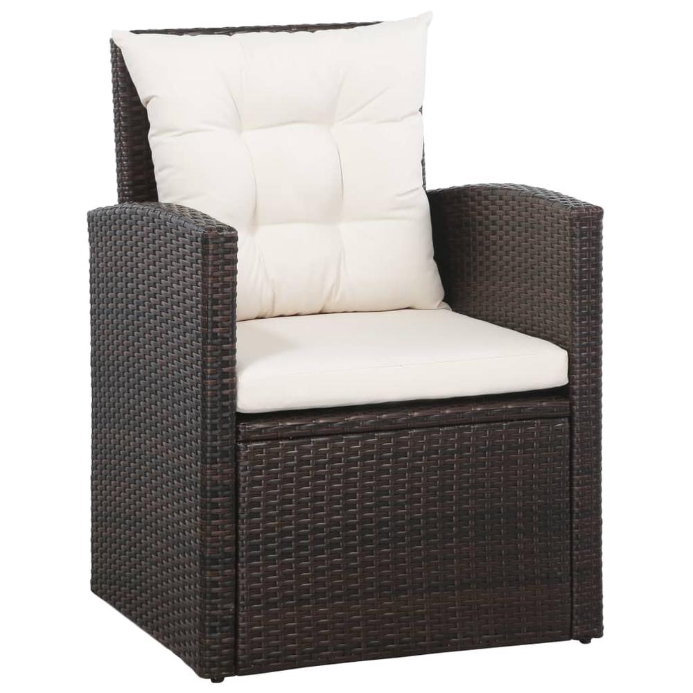 vidaXL 5 Piece Garden Lounge Set with Cushions Poly Rattan Brown, 43973. Picture 4