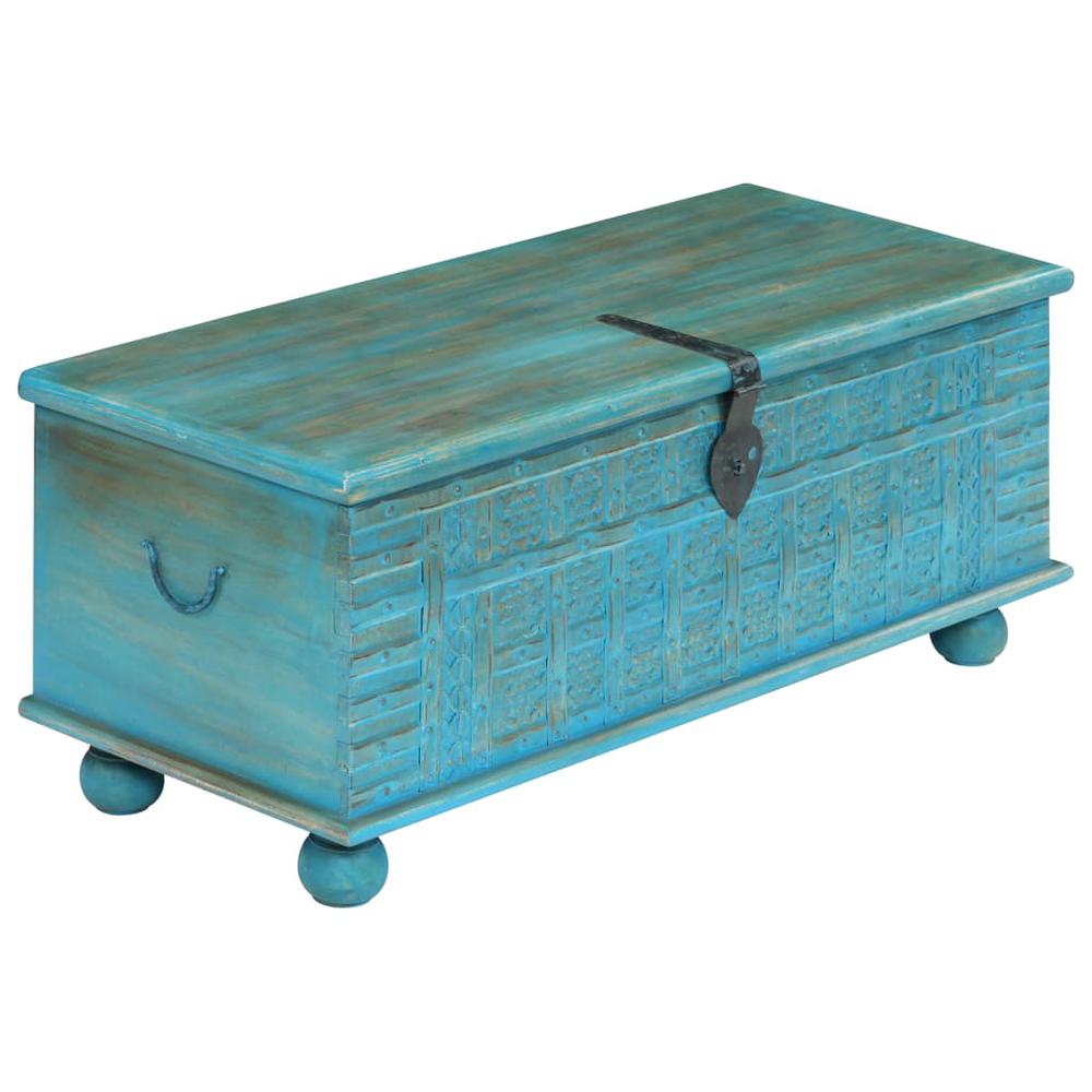 vidaXL Storage Chest Solid Mango Wood Blue  39.4"x15.8"x16.1", 246479. Picture 5