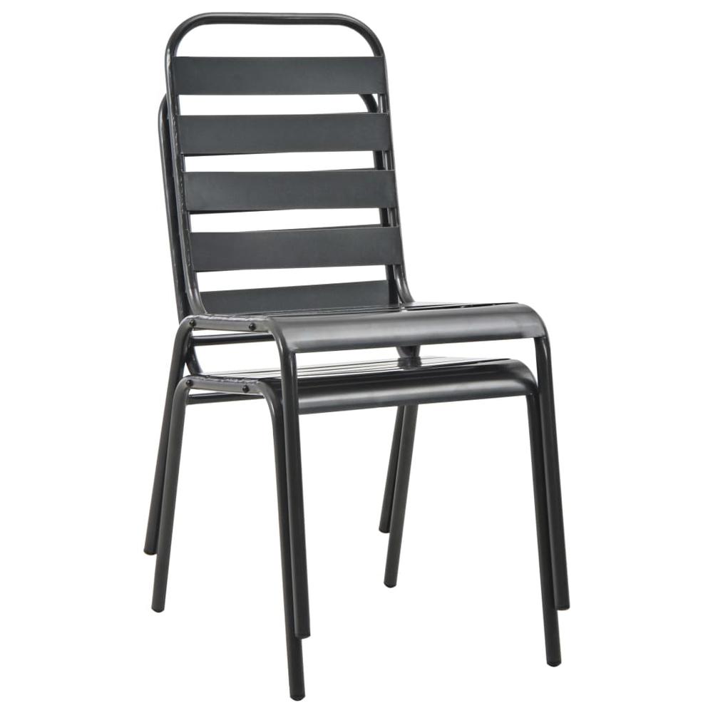 vidaXL Stackable Outdoor Chairs 2 pcs Steel Gray, 44257. Picture 7