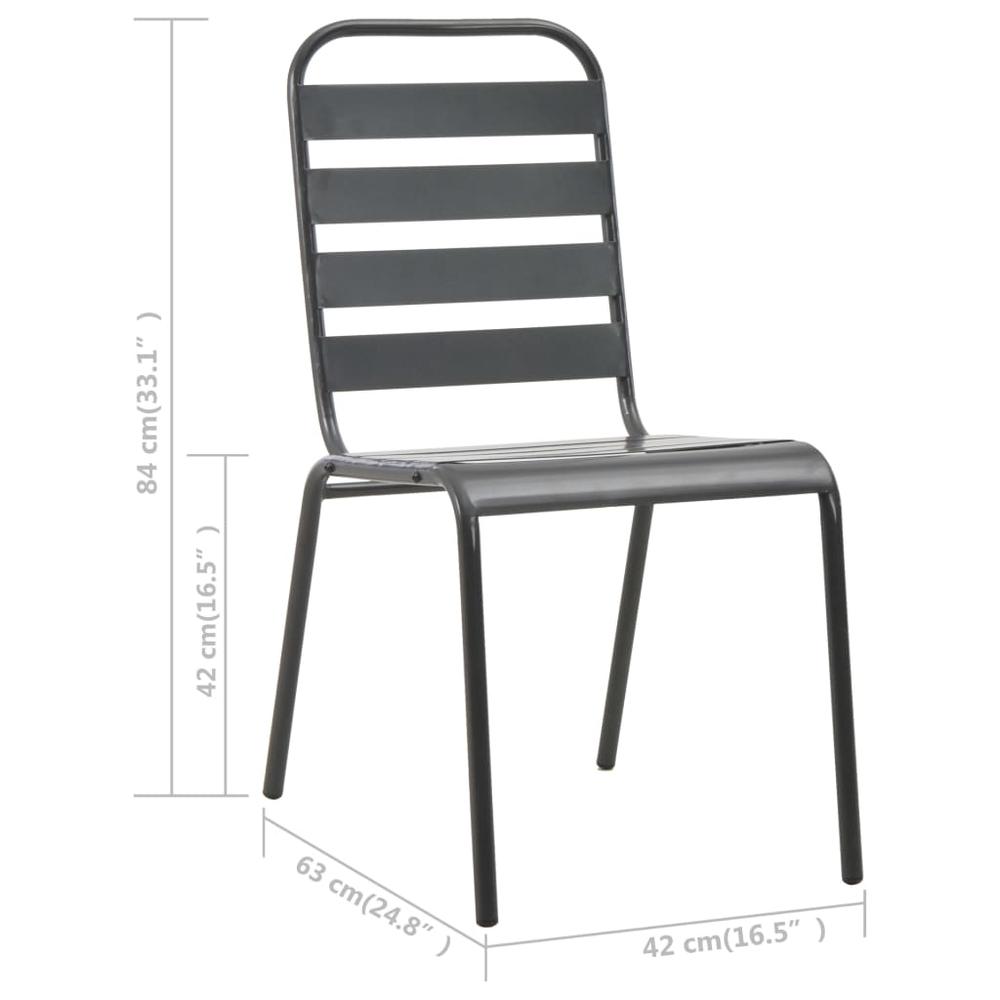 vidaXL Stackable Outdoor Chairs 2 pcs Steel Gray, 44257. Picture 8