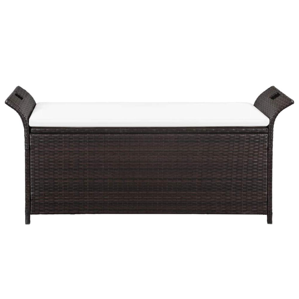 vidaXL Storage Bench with Cushion 54.3" Poly Rattan Brown, 44182. Picture 2
