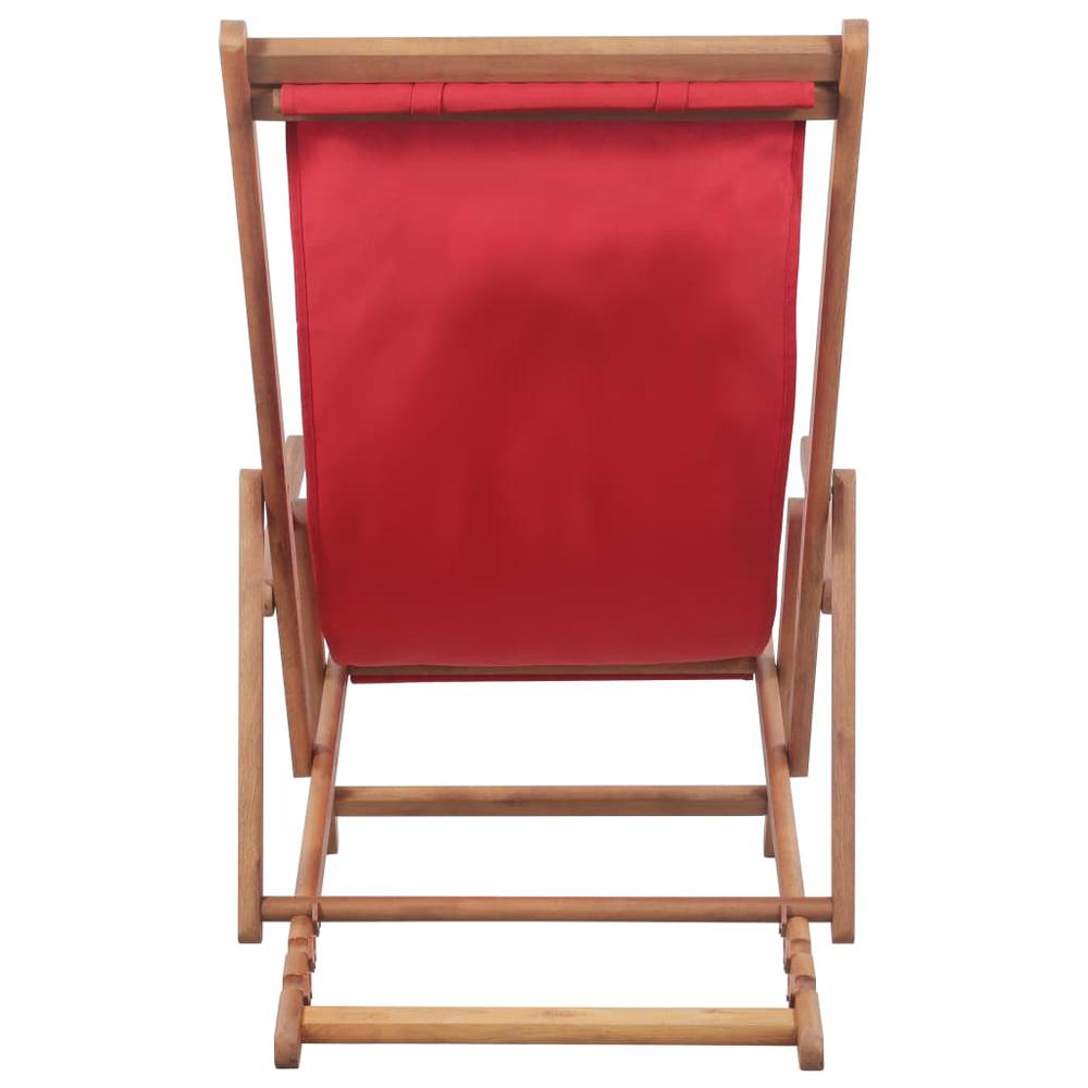 vidaXL Folding Beach Chair Fabric and Wooden Frame Red, 43995. Picture 5