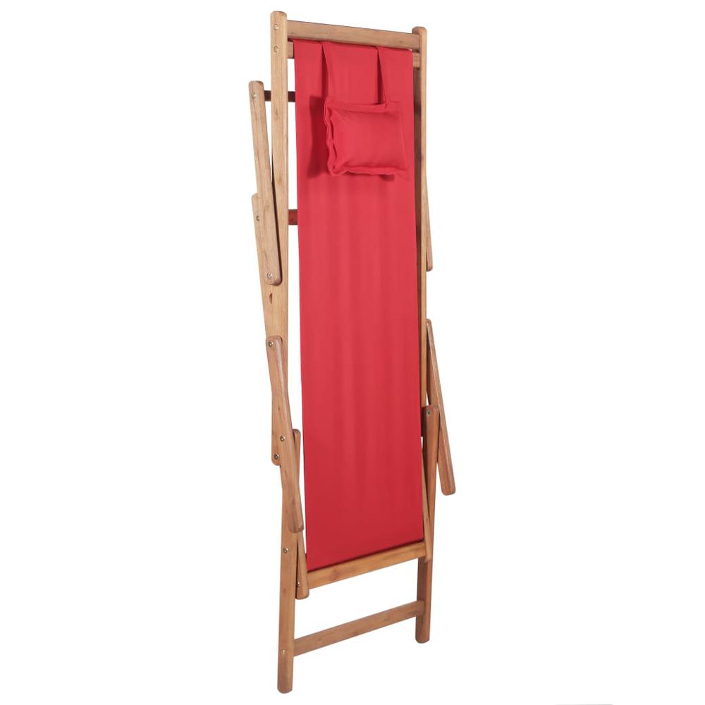 vidaXL Folding Beach Chair Fabric and Wooden Frame Red, 43995. Picture 7