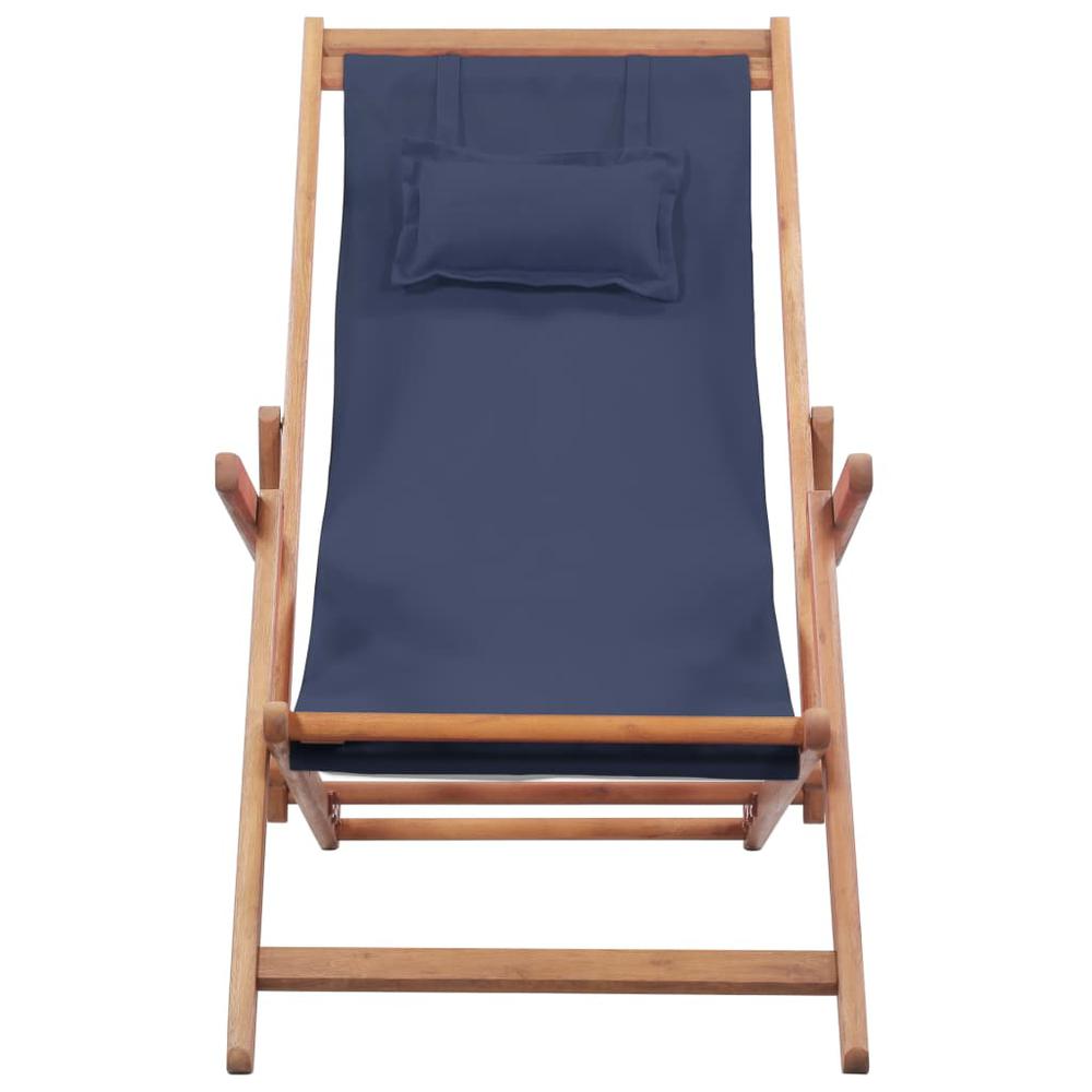 vidaXL Folding Beach Chair Fabric and Wooden Frame Blue, 43996. Picture 2