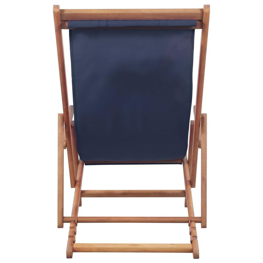 vidaXL Folding Beach Chair Fabric and Wooden Frame Blue, 43996. Picture 4