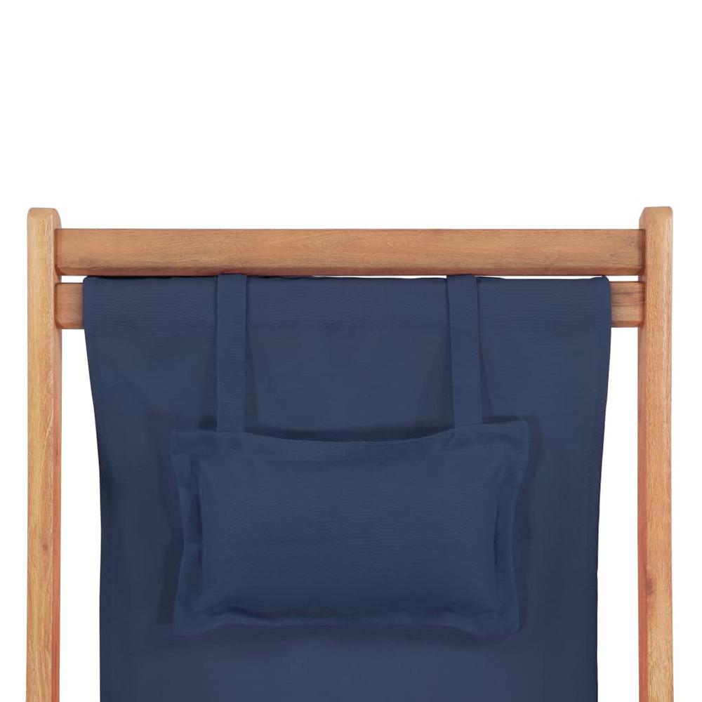 vidaXL Folding Beach Chair Fabric and Wooden Frame Blue, 43996. Picture 7