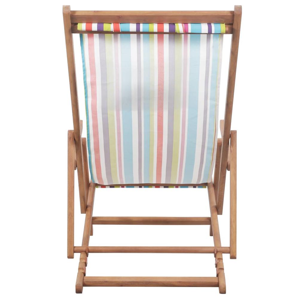 vidaXL Folding Beach Chair Fabric and Wooden Frame Multicolor, 43998. Picture 5