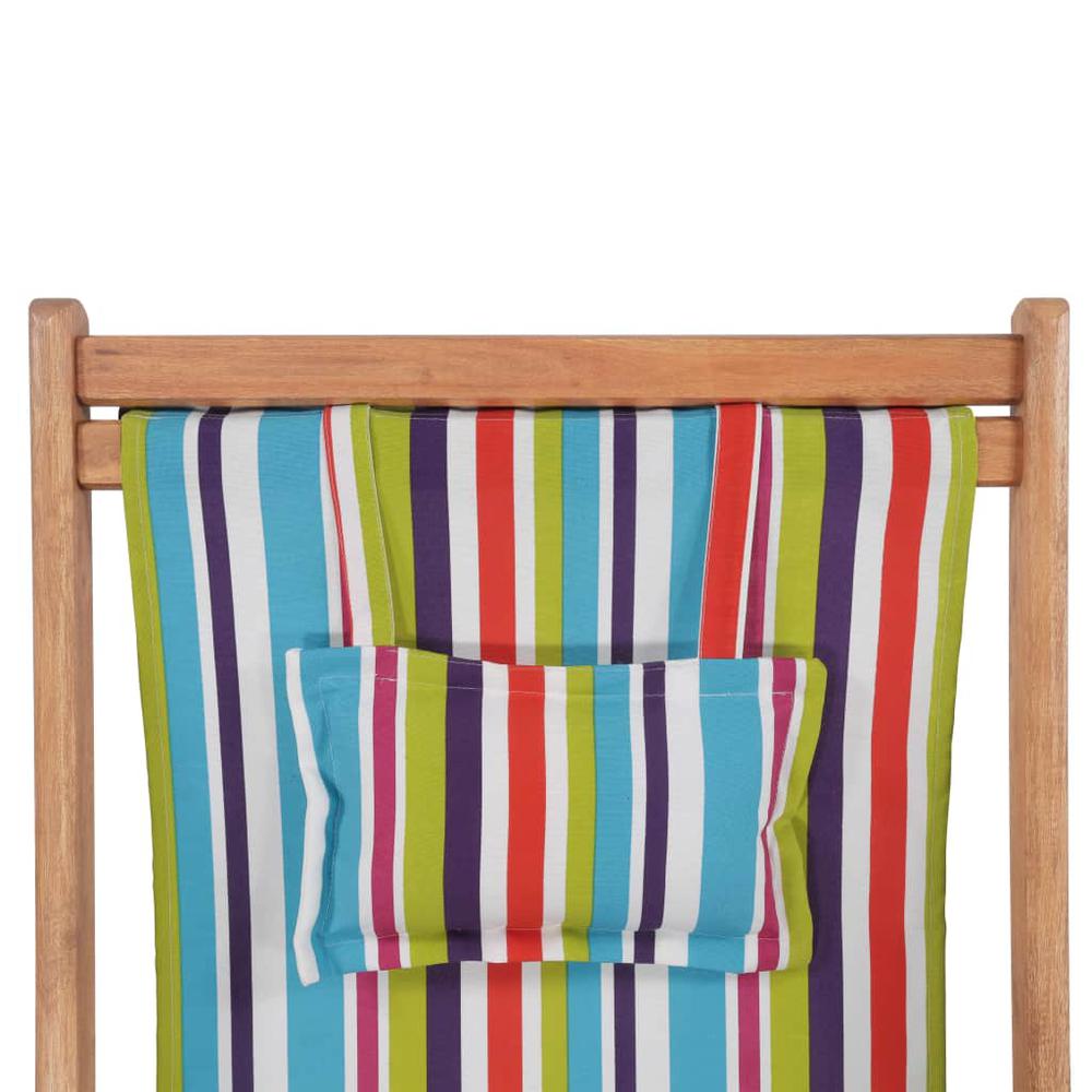vidaXL Folding Beach Chair Fabric and Wooden Frame Multicolor, 43998. Picture 7