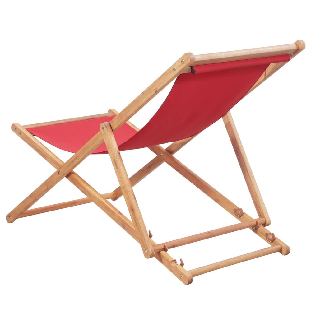 vidaXL Folding Beach Chair Fabric and Wooden Frame Red, 43999. Picture 3