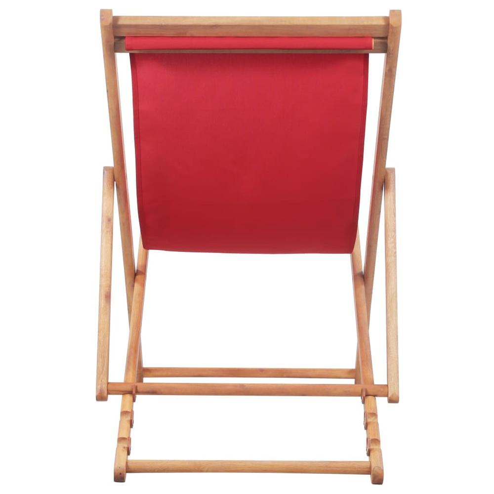 vidaXL Folding Beach Chair Fabric and Wooden Frame Red, 43999. Picture 4