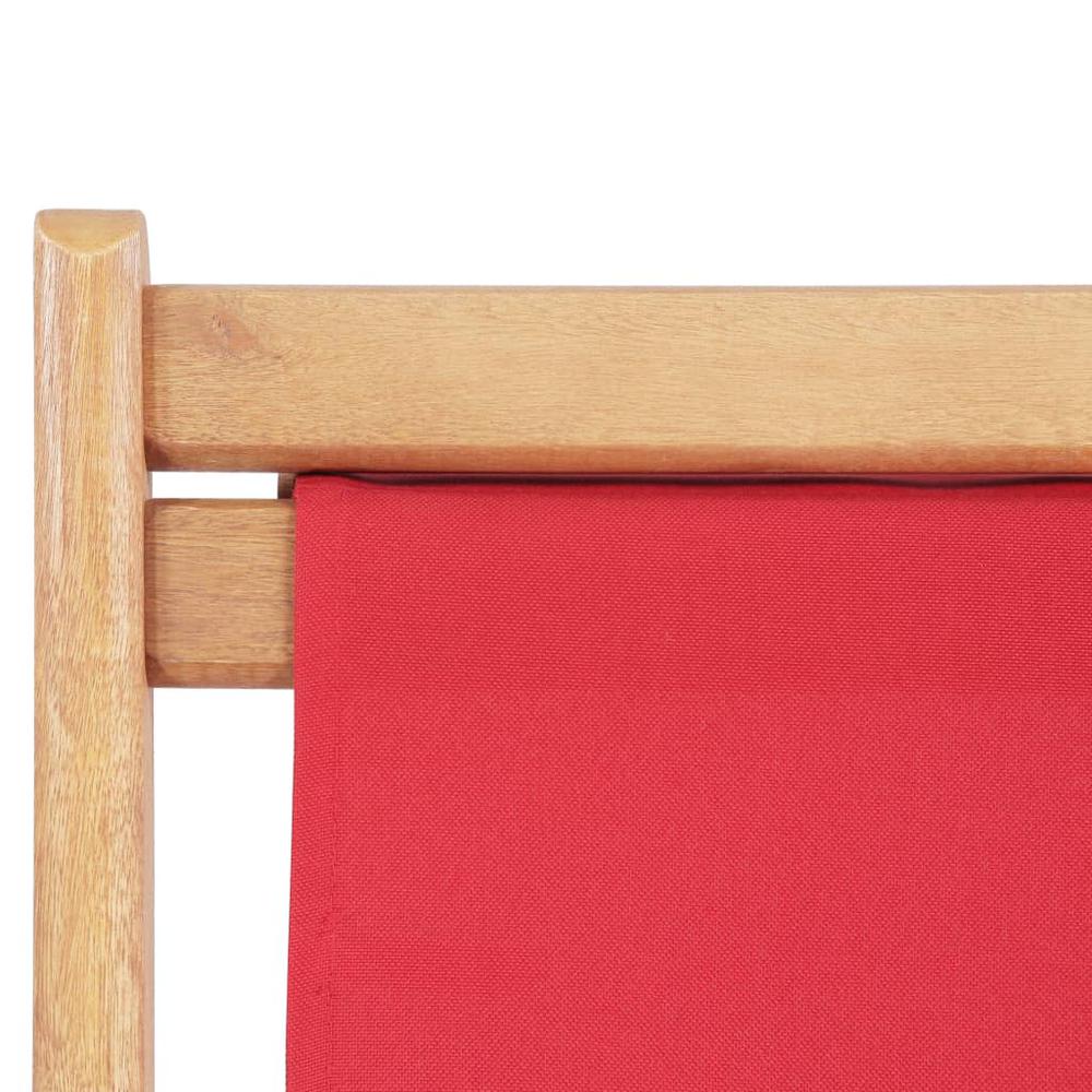 vidaXL Folding Beach Chair Fabric and Wooden Frame Red, 43999. Picture 7