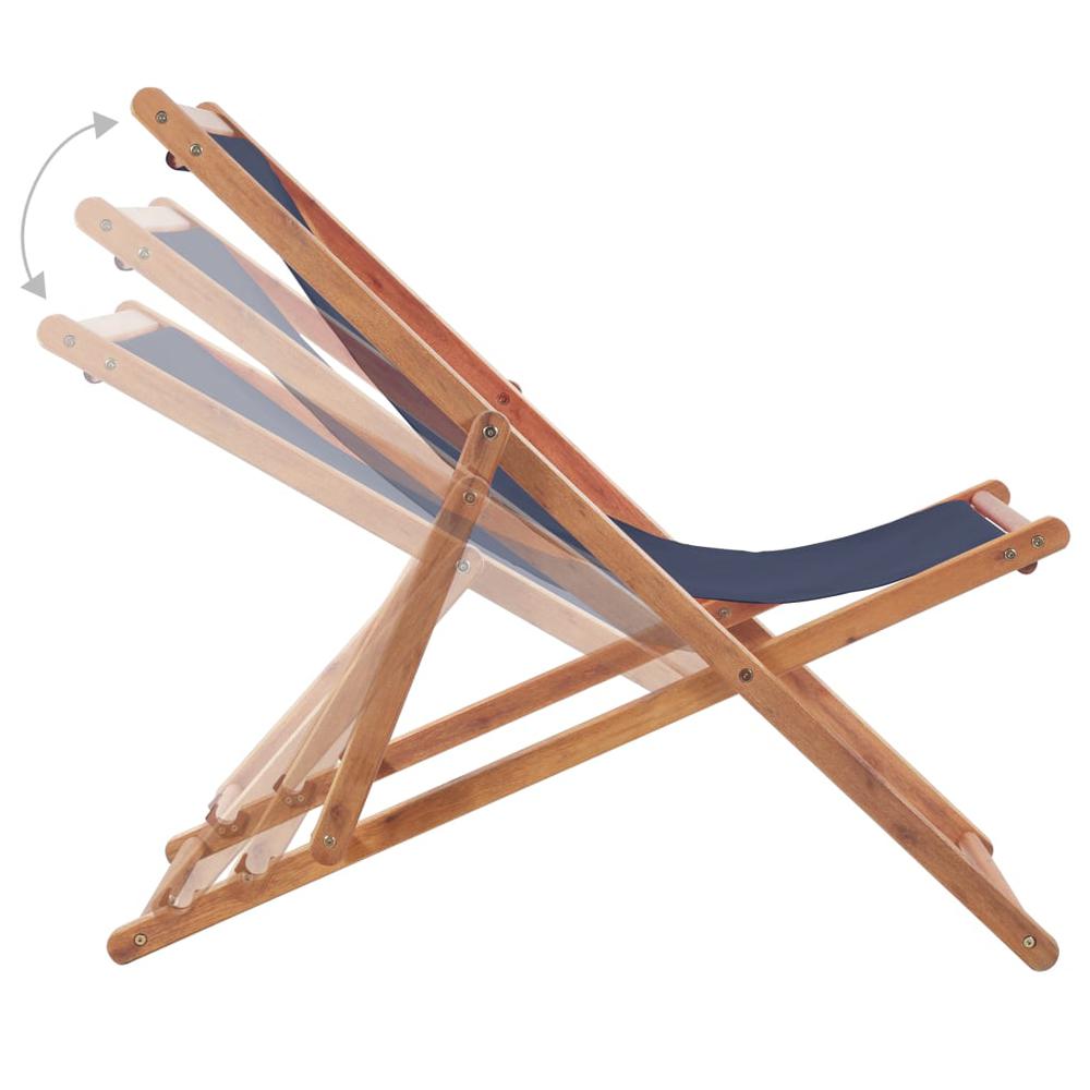 vidaXL Folding Beach Chair Fabric and Wooden Frame Blue, 44000. Picture 6
