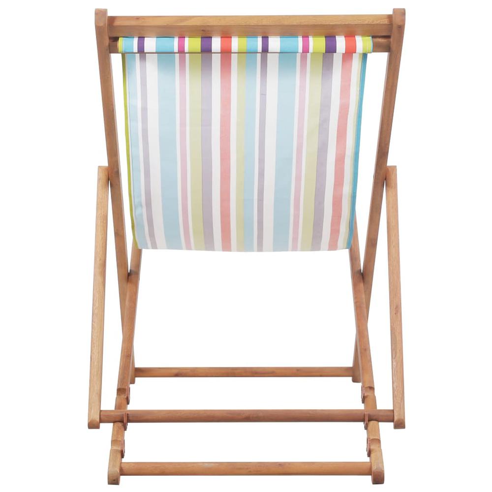 vidaXL Folding Beach Chair Fabric and Wooden Frame Multicolor, 44002. Picture 2