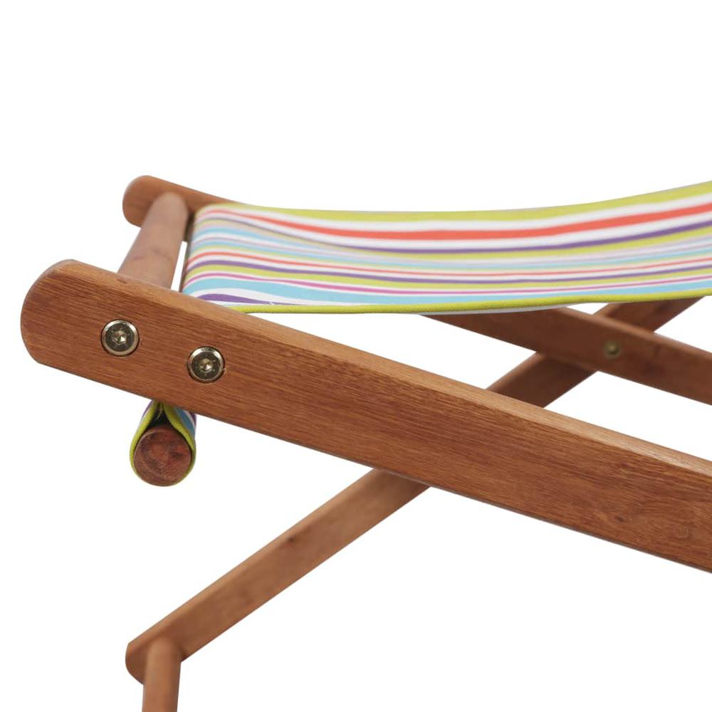 vidaXL Folding Beach Chair Fabric and Wooden Frame Multicolor, 44002. Picture 7