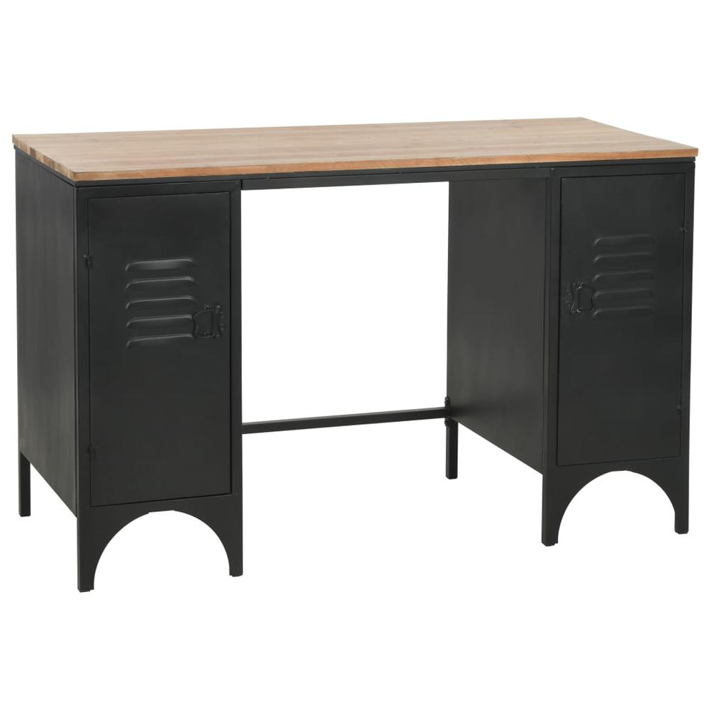 vidaXL Double Pedestal Desk Solid Firwood and Steel 47.2"x19.6"x29.9", 246422. Picture 1